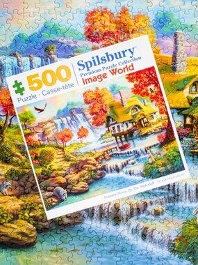 🌸 STUNNING 🌸 "Country House By the Waterfall" (500) Piece Spilsbury Puzzle